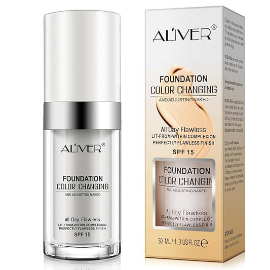 Foundation 1PCS,Concealer Cover Cream, Flawless Colour Changing Warm Skin Tone Foundation Makeup, Base Nude Face Liquid Cover Concealer