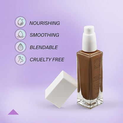 Absolute Cover Foundation #9 | Liquid Medium Coverage Foundation with Natural FInish | Oil-Free Face Makeup | Tan Deep Shade with Warm Undertone | 1oz/30ml