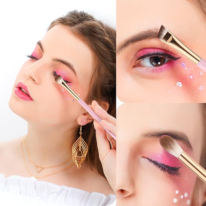 Docolor 15Pcs Eye Makeup Brushes Set + 48 Colors BOOM Eeyshadow Palette Pigmented Matte Shimmer Metallic Blendable Soft Cream Powder Makeup Eye Shadow Palettes