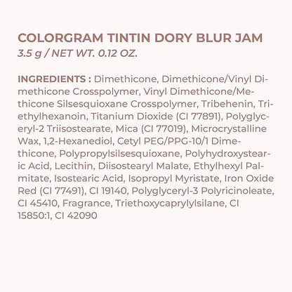 COLORGRAM TINTIN DORY BLUR JAM 01 PINK CASHEW NUT | Pudding Pot Lip & Cheek Tint with Whipped Mousse Texture | Velvet Matte Finish, Featherlight Blur Tint | Multi-Use Korean Makeup