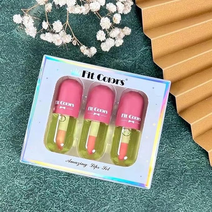 3 Set Alve Color Changing Lip Oil Hydrating Tinted Plump Lip Gloss, Glass Lip Glow Oil Fresh Texture & Non-sticky, Repairing Lightening Lip Lines Lip Care- 01