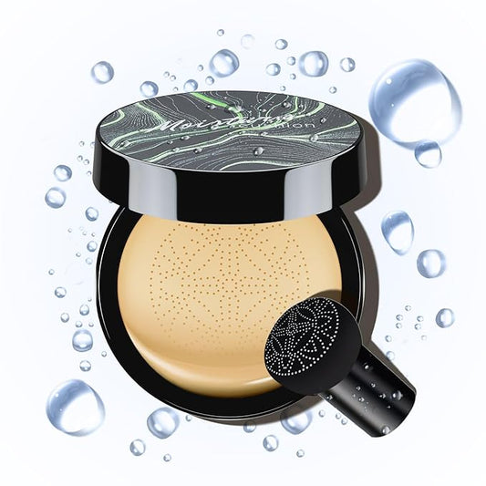 Mushroom Head Air Cushion CC Cream, BB Cream Face Makeup Foundation for All Skin Types Moisturizing Concealer Brighten Long-Lasting (Buff Beige)