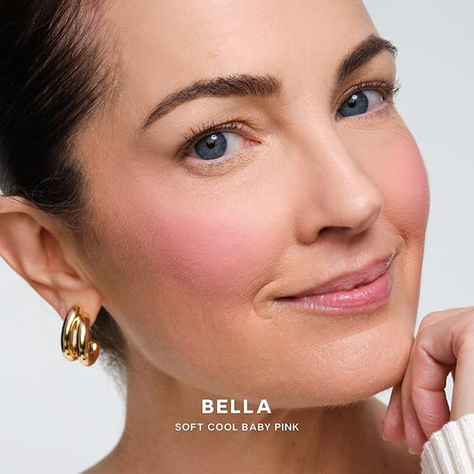 Saie SuperSuede Baked Blush - Talc-Free Powder Blush for All Day Wear - Enriched with Plant-Derived Squalane + Glycerin to Help Moisturize Dry Skin - Bella (.01 Ounce)