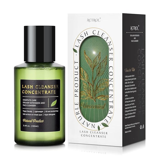 Eyelash Cleanser Concentrate Unscented 100ml Lash Extension Shampoo Natural Foaming Cleanser DIY Wash for Extensions Lashes with Home Care-Makes 60ml Bottles