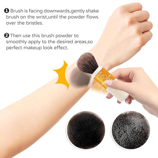 Go Ho Mineral Sunscreen Setting Powder Brush,Loose on Brush,Translucent,Hypoallergenic Cruelty Free SPF 50 Sunscreen Powder,Oil Control Natural Matte Finish,5g