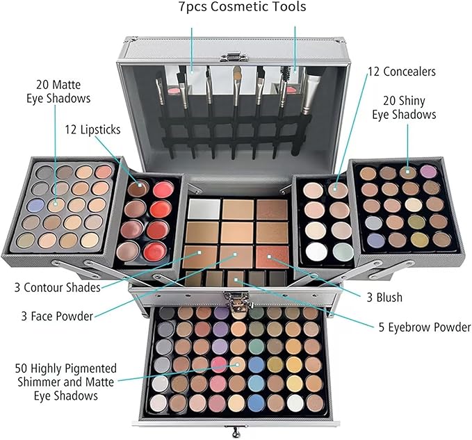 132 Color All In One Makeup For Women Full Kit,Professional Makeup Kit,Makeup Gift Set for Women,Beginner&Teens,Makeup set Include eyeshadow/lipstick/concealer/Lip Gloss/Eyeliner/Mascara (A1-01)