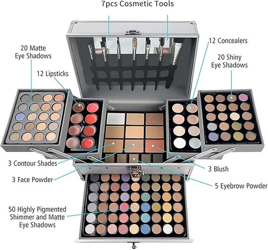 132 Color All In One Makeup For Women Full Kit,Professional Makeup Kit,Makeup Gift Set for Women,Beginner&Teens,Makeup set Include eyeshadow/lipstick/concealer/Lip Gloss/Eyeliner/Mascara (A1-01)