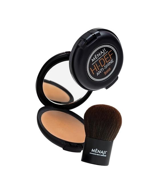 MËNAJI Anti-Shine Powder Bronze and a Deluxe Kabuki Brush