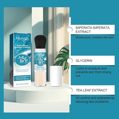 Sunscreen Setting Powder,SPF 50++ Mineral Setting Powder, Lightweight, Long Lasting, Smooth, Oil Control Sunscreen Powder,Smooth Lasting Breathable Concealer for Face with Brush