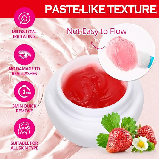 ARISON LASHES Lash Remover For Eyelash Extension Cream Remover Low Irritation Cream Remover for Sensitive Skin Fast Dissolution Professional Eyelash Extensions Salon Use(Strawberry)
