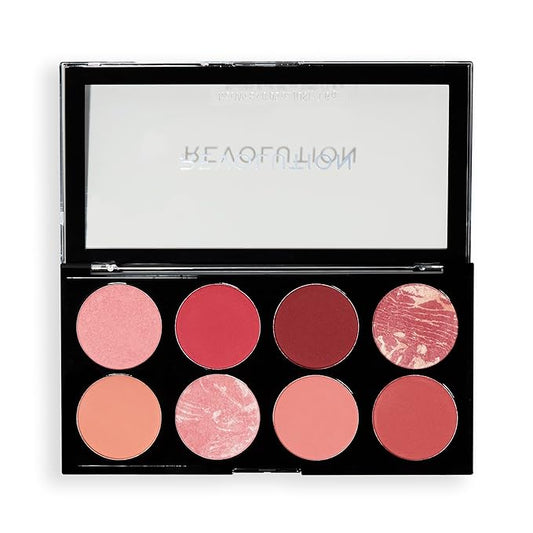 Revolution, Ultra Blush Palette, 8 Pigmented Shimmer & Matte Makeup Shades, Blendable Powder Blush Formula, Vegan & Cruelty-Free, Sunset Burst