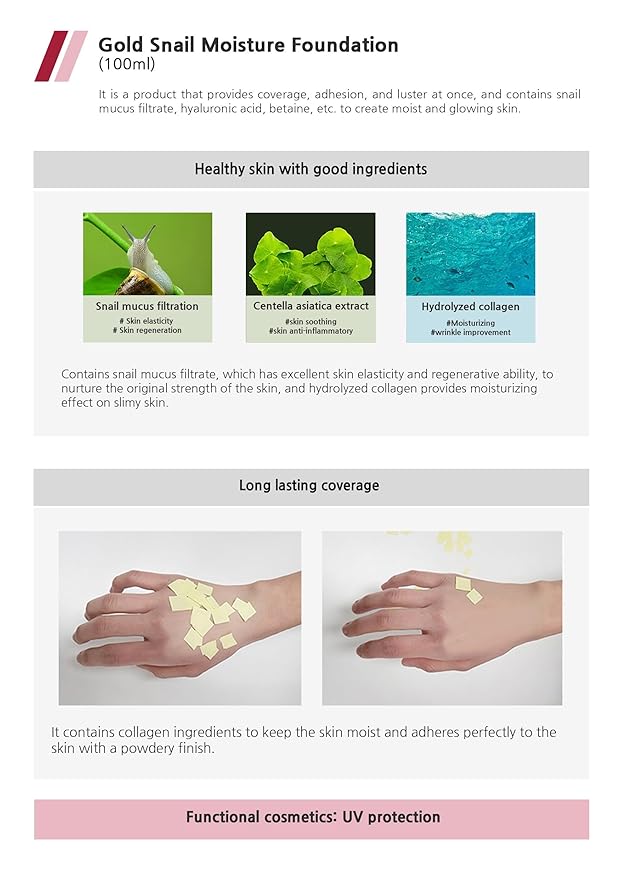 Enough Gold Snail Moisture Foundation (#21 Transparent Beige, 3.38 fl oz)