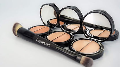 EVE PEARL Dual Salmon Concealer And 202 Concealer Blender Brush Full Coverage Under Brighten Eye Pro Concealer Brush Set Makeup Kit (Medium)