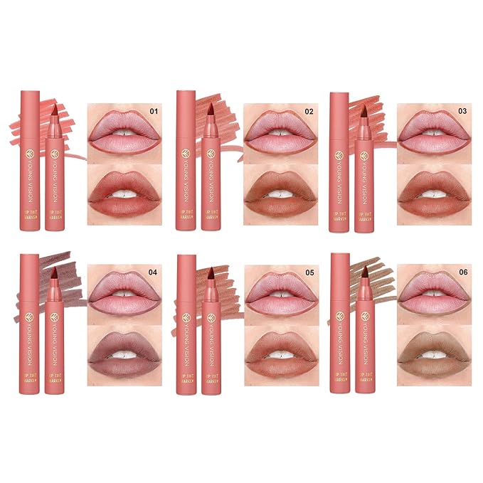 YOUNG VISION Lip Tint Marker, Lightweight Lip Stain, Liquid lipstick with Nude Matte Shades, Lip Liner and Stick 2-in-1, Long Wearing and Waterproof