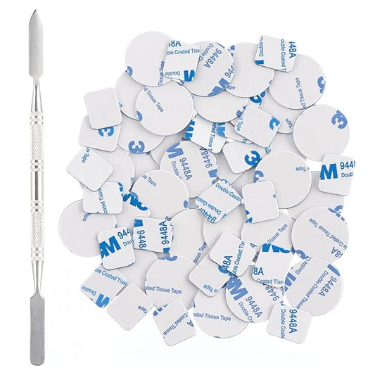 Allwon 56Pcs Metal Stickers for Magnetic Palette Empty Eyeshadow Makeup Palette + Depotting Spatula (28Pcs Round + 28Pcs Square)