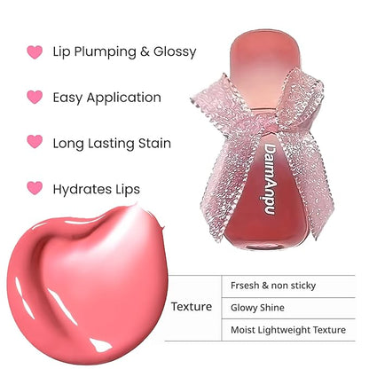6Pcs Hydrating Lip Gloss Jelly Lipstick, Clear Oxygen Lip Glaze, Moisturizing & Plumping Water Lip Stain Waterproof Long Lasting Cute Makeup for Girls
