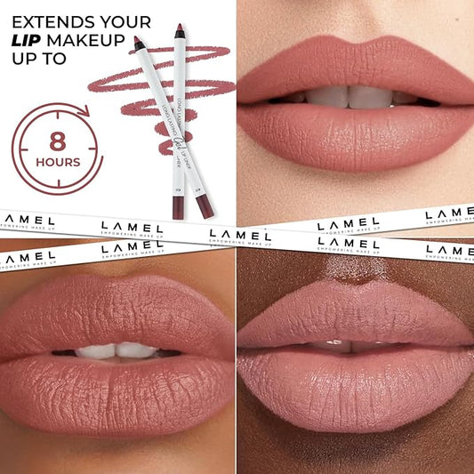 Nude Matte Lip Essentials Bundle: Gel Lip Liner Pencil and Powder Drop Lipstick Set