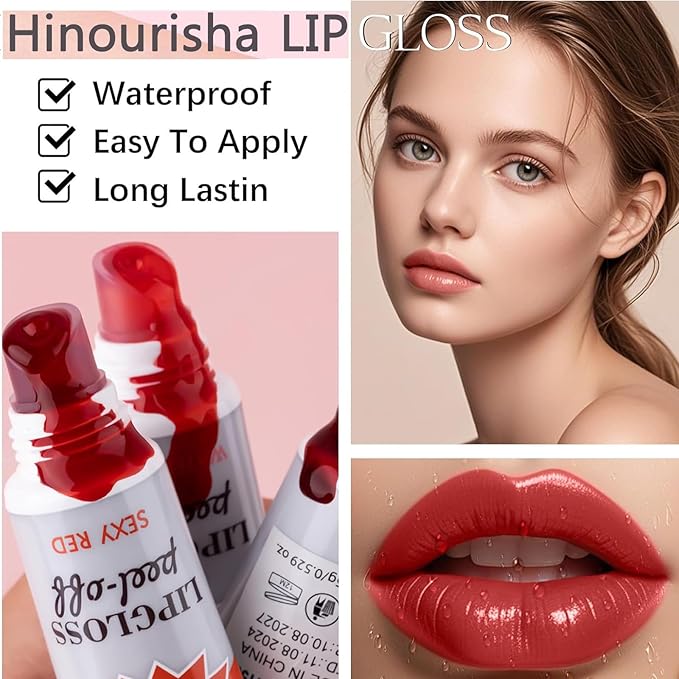 Pinked Lip Stain Peel Off Lip Tint 6 Colors, Mauve lip stain peel off Set, Tattoo Magic Color Lip Gloss Sets, Lip Gloss for Women Colorful Glossy Lipstick Waterproof Long Lasting