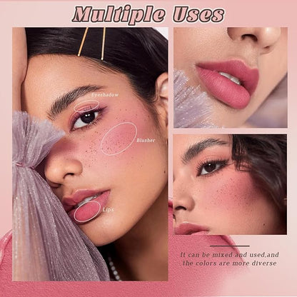Cream Blush Stick Freckle Tattoo Sunkissed Makeup Set, Waterproof Buildable Lightweight Solid Blush for Cheeks Lip Eyes Matte Finish, 3 PCS Natural Temporary Fake Freckle Patches Stickers