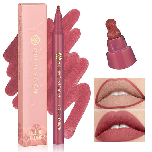 YOUNG VISION Gourd-Shaped Precision Liquid Lipstick & Lipliner - Nude Matte Perfection