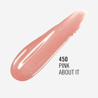 Rimmel London Stay Glossy, 450 Pink About It, Lip Gloss, Non-Sticky, Color and Shine, Up To 6-Hour Wear, Precise Applicator, 0.18oz