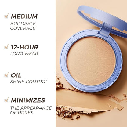 SACE LADY Face Setting Powder & Full Cover Foundation Concealer & Smooth Primer & Sponge, Waterproof Last Poreless Blurring Undereye Makeup Set 5Pcs