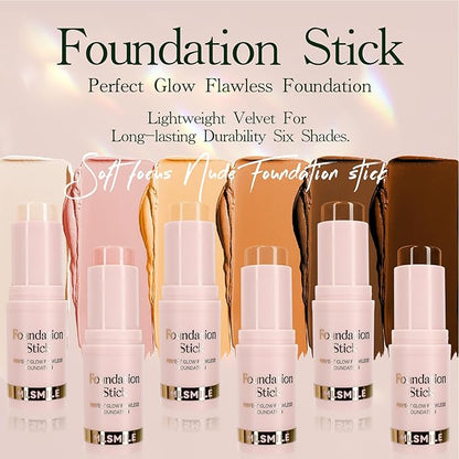 3 Count Matte Foundation Stick Makeup, Medium Coverage Buildable, Versatile Use Cream Concealer Stick, Contour & Highlight Bronzer Stick, Cruelty-Free & Vegan