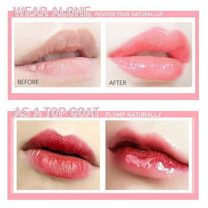 2 PCS Plumping Lip Glow Oil(CHERRY), Clear Tinted Lip Gloss Set, Moisturize Nourish and Enhance Your Lips with a Natural Long-Lasting Shine - Perfect for Any Occasion