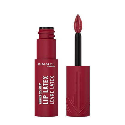 Rimmel Thrill Seeker Lip Latex, 450 Majesty, Liquid Lipstick, Lipgloss, Lip Colour, Hyaluronic Lipstick, Lip Stain, Smooth Shine, Hydration, Hyaluronic Acid, Vitamin E, Aloe Vera, 0.2oz