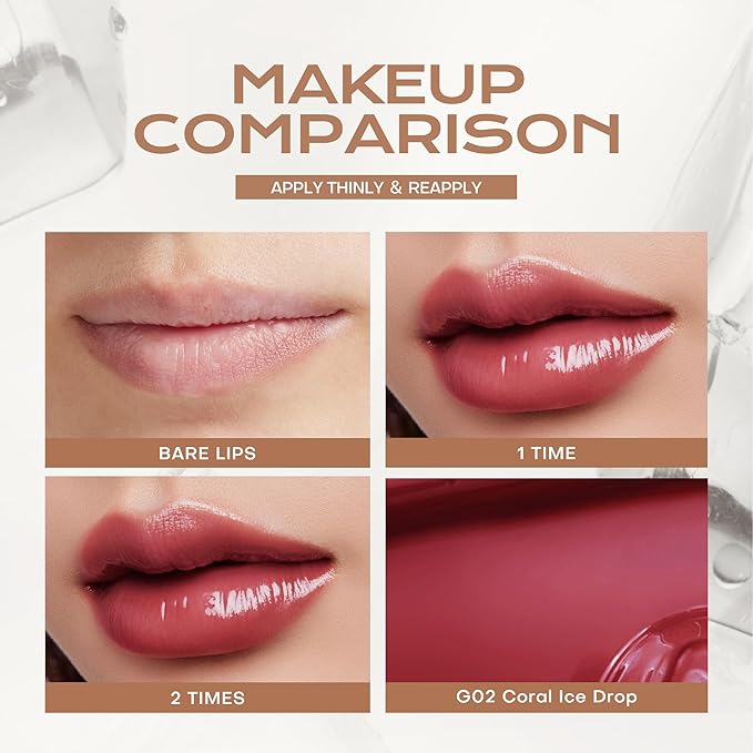 Mistine Lip Gloss Thai latte Long Lasting Lip Glaze Non-sticky Lip Tint Gloss with 1% Peptide Glossy Finish L07 Similan Coral 0.1 fl oz 1 Count