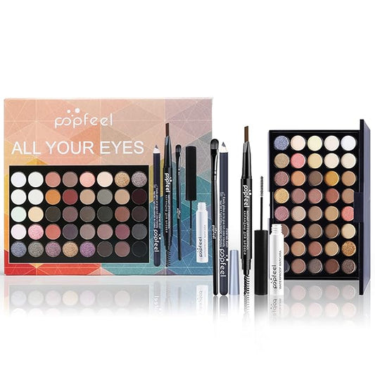 Pure Vie All-in-One Holiday Gift Makeup Set Cosmetic Essential Starter Bundle Include Eyeshadow Palette Lipstick Concealer Blush Mascara Foundation Face Powder - Makeup Kit for Women Full Kit