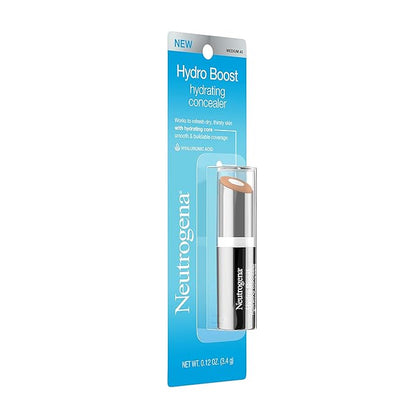 Neutrogena Hydro Boost Hydrating Concealer Stick for Dry Skin, Oil-Free, Lightweight, Non-Greasy and Non-Comedogenic Cover-Up Makeup with Hyaluronic Acid, 40 Medium, 0.12 Oz