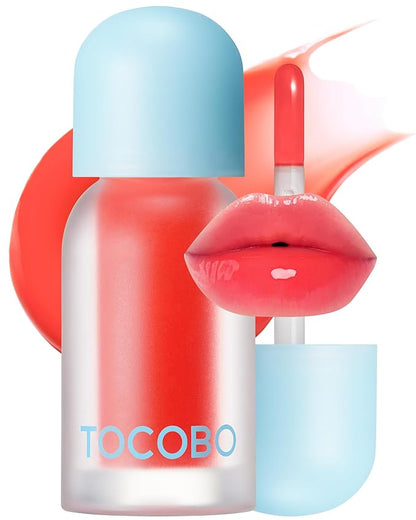 TOCOBO Juicy Berry Plumping Lip Oil 15 Coral Soda – Korean Vegan Hydrating Lip Oil with Plant Oils for High Shine Gloss - Non Sticky Formula for All Skin Tones, 0.12 fl.oz.