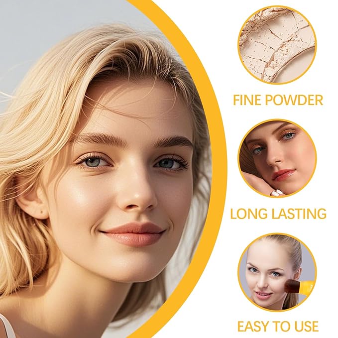 Mineral Sunscreen Setting Powder, Powder Brush On Sunscreen for Face, Powder SPF 35, Lightweight, Long Lasting, Smooth, Oil Control, Natural Matte Finish, Breathable for Scalp (Medium)