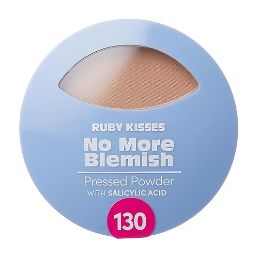 Ruby Kisses No More Blemish Face Powder with Salicylic Acid Korean Makeup Matte Finish Full Coverage Pressed Powder (Buff Beige)