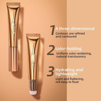 Liquid Blush Beauty Wand, Liquid Face Concealer Contouring Stick Matte Liquid Highlight Blush with Cushion Applicator Attached Easy to Blend Long Lasting Smooth Super Silky Cream Blush Stick (02#)