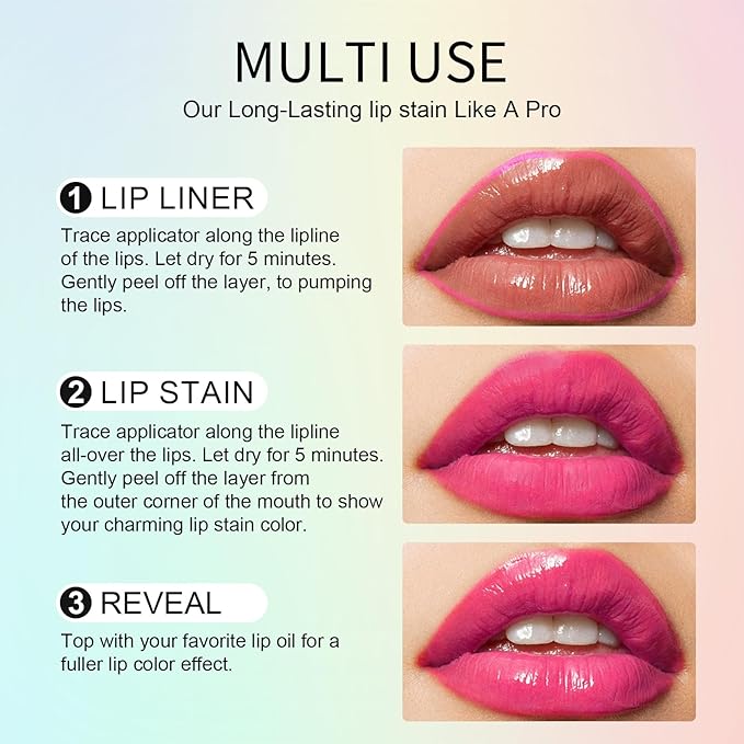O'CHAIN Peel Off Lip Stain & Lip Liner Masque – Velvet Matte Finish Long Lasting Waterproof and Transfer Proof Lip Tint, with Moisturizing Formula Oil for Soft, Hydrated Lips (03 MINX)