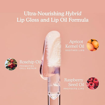 Tower 28 ShineOn Milky Lip Jelly, OAT, Non-Sticky, Hydrating Vegan Lip Gloss in Milky Peachy Pink, Apricot and Raspberry Seed Oil, Moisturizing, Clean, Cruelty Free