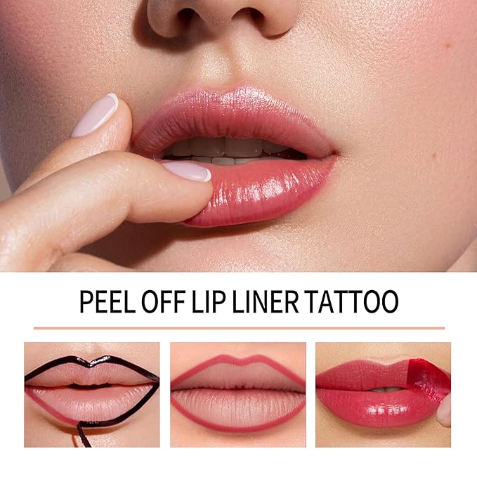 4Pcs Peel Off Lip Liner Stain Set - Long-Lasting, Smudge-Proof, Waterproof Nude Matte Lip Tint, Non-Fading Peel Off Lip Color, Effortless Precision & Full Coverage, 24H Color Hold