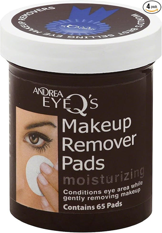 Andrea Eye Q's Eye Make-Up Remover Pads Moisturizing 65 Each (Pack of 4)