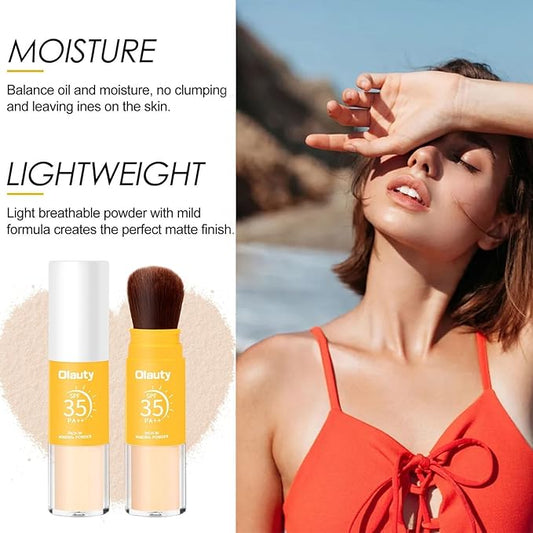 Mineral Sunscreen Setting Powder, Powder Scalp Sunscreen for Face, Powder SPF 35, Lightweight, Long Lasting, Oil Control, Natural Matte Finish, Breathable for All Skin (Translucet)