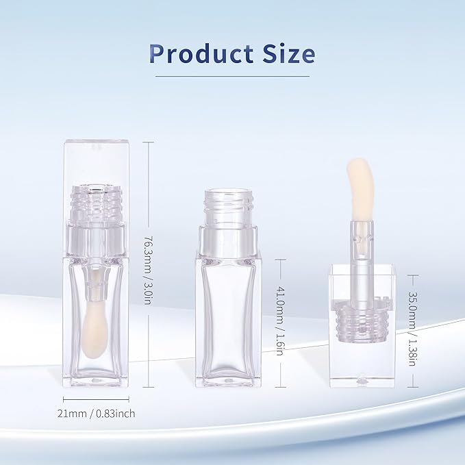 10 Pack Lip Gloss Tubes with Big Wand, Empty 6.5ML 0.22 Oz Transparent Square PTEG Lip Balm Tubes Concealer Containers for Women Girls DIY Makeup Lipgloss