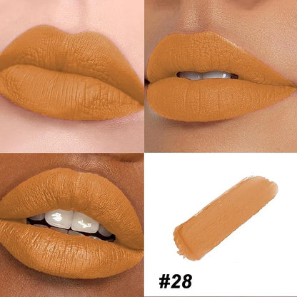 Matte Bullet Long Wear Lipstick - Vegan and Cruelty-Free - Smudge and Waterproof Matte Lipstick with Moisturizing Formula - All Day Comfort - Sunset Glow #28