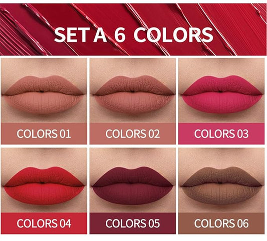 MAEPEOR Matte Liquid Lipstick 6PCS Nude Brown Velvety Lip Gloss Kit Long-Lasting Wear Non-Stick Cup and Not Fade Lipstick Set for All Undertone (Nude-Brown Series, 6PCS-D)