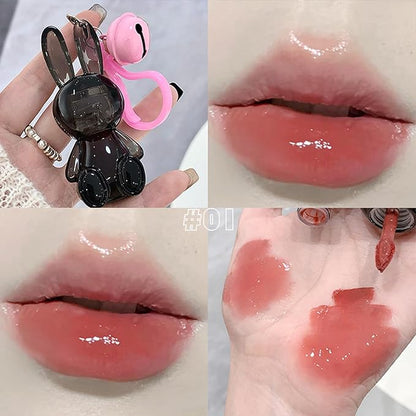 3Pcs Bunny Hydrating Lip Gloss Set, Jelly Liquid Lipsticks Shiny Cute Lip Gloss Oil Lip Plumping Moisturizing Glass Finish Lip Gloss for Women