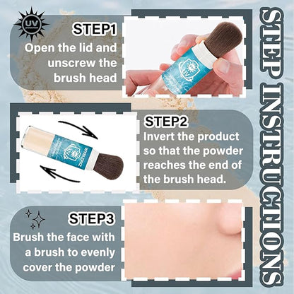 Mineral Facial Powder Sunscreen,SPF50+ PA++++ Loose Setting Sunscreen Powder for Face,Lasting Oil Control Lightweight Brush on Sunscreen for All Skin Types,Matte Concealer Face Setting Powder Makeup