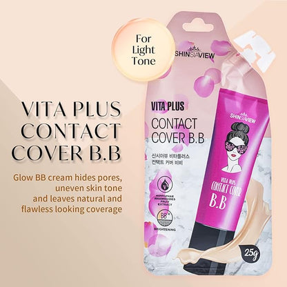 Vita Plus Contact Cover BB Cream Trave Size Makeup Base Matte Coverage for Light to Medium Skin Tones