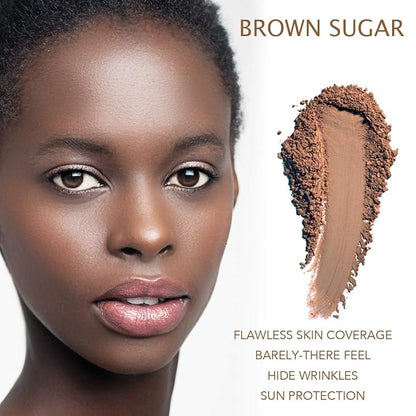 Bellaterra Cosmetics Mineral Powder Foundation | Long-Lasting All-Day Wear | Buildable Sheer to Full Coverage – Matte | Sensitive Skin Approved | Natural SPF 15 (Brown Sugar) 9 grams