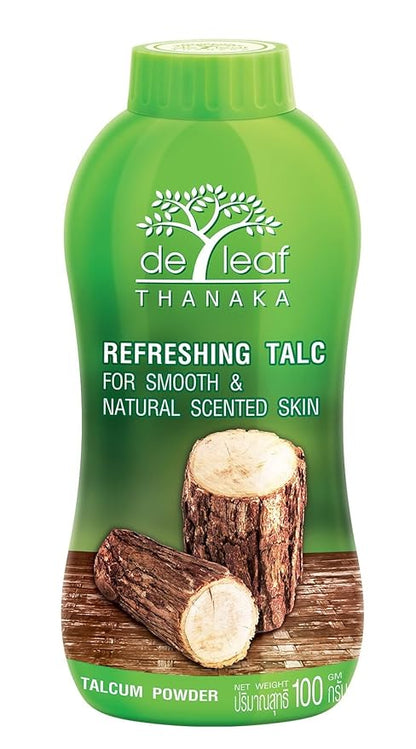 DE LEAF THANAKA Refreshing Talc Smooth and Natural Scented Skin, Talcum Powder Beauty Skincare Face Body Clean Fresh Cooling Sooth Irritation, 80 g 3 Pack Count