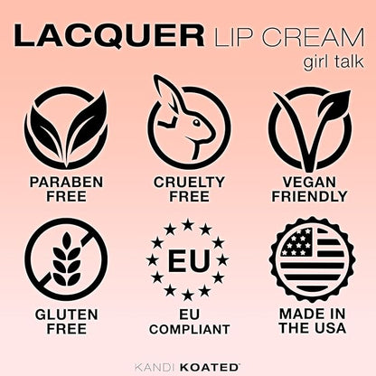 Kandi Koated Lacquer Illuminating Lip Cream [Girl Talk] Creamy Lip Gloss | Natural Colors, Moisturizing Lip Lacquer, Paraben-Free, Cruelty-Free | Beauty & Makeup